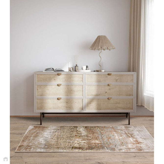 Aurora AU01 Dune Modern Abstract Distressed Marbled Metallic Shimmer Textured High-Density Soft Smooth Low Profile Polyblend Short-Pile Bronze/Gold/Rust Terracotta/Beige/Grey/Cream Rug-Asiatic Carpets-Rug Love - The Most Loved Rug Store