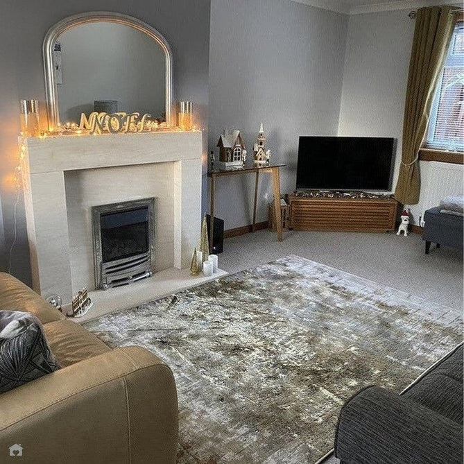 Aurora AU01 Dune Modern Abstract Distressed Marbled Metallic Shimmer Textured High-Density Soft Smooth Low Profile Polyblend Short-Pile Bronze/Gold/Rust Terracotta/Beige/Grey/Cream Rug-Asiatic Carpets-Rug Love - The Most Loved Rug Store