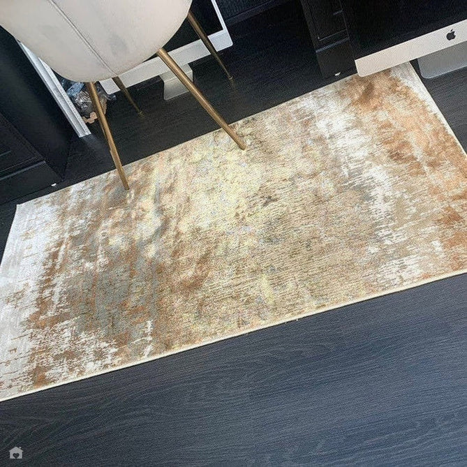 Aurora AU01 Dune Modern Abstract Distressed Marbled Metallic Shimmer Textured High-Density Soft Smooth Low Profile Polyblend Short-Pile Bronze/Gold/Rust Terracotta/Beige/Grey/Cream Rug-Asiatic Carpets-Rug Love - The Most Loved Rug Store