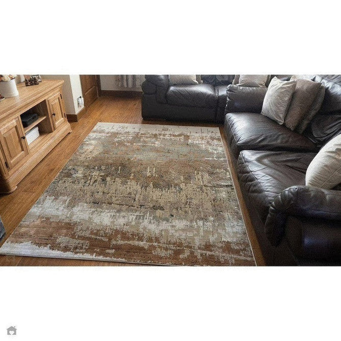 Aurora AU01 Dune Modern Abstract Distressed Marbled Metallic Shimmer Textured High-Density Soft Smooth Low Profile Polyblend Short-Pile Bronze/Gold/Rust Terracotta/Beige/Grey/Cream Rug-Asiatic Carpets-Rug Love - The Most Loved Rug Store