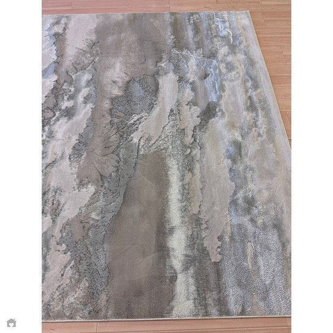 Aurora AU02 Cloud Modern Abstract Distressed Marbled Metallic Shimmer Textured High-Density Soft Smooth Low Profile Polyblend Short-Pile Grey/Beige/Silver/Cream/White Rug-Asiatic Carpets-Rug Love - The Most Loved Rug Store