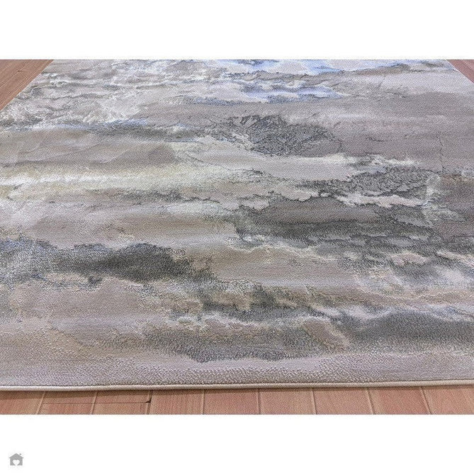 Aurora AU02 Cloud Modern Abstract Distressed Marbled Metallic Shimmer Textured High-Density Soft Smooth Low Profile Polyblend Short-Pile Grey/Beige/Silver/Cream/White Rug-Asiatic Carpets-Rug Love - The Most Loved Rug Store