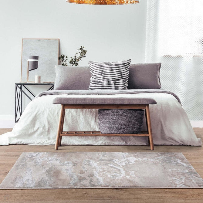 Aurora AU02 Cloud Modern Abstract Distressed Marbled Metallic Shimmer Textured High-Density Soft Smooth Low Profile Polyblend Short-Pile Grey/Beige/Silver/Cream/White Rug-Asiatic Carpets-Rug Love - The Most Loved Rug Store
