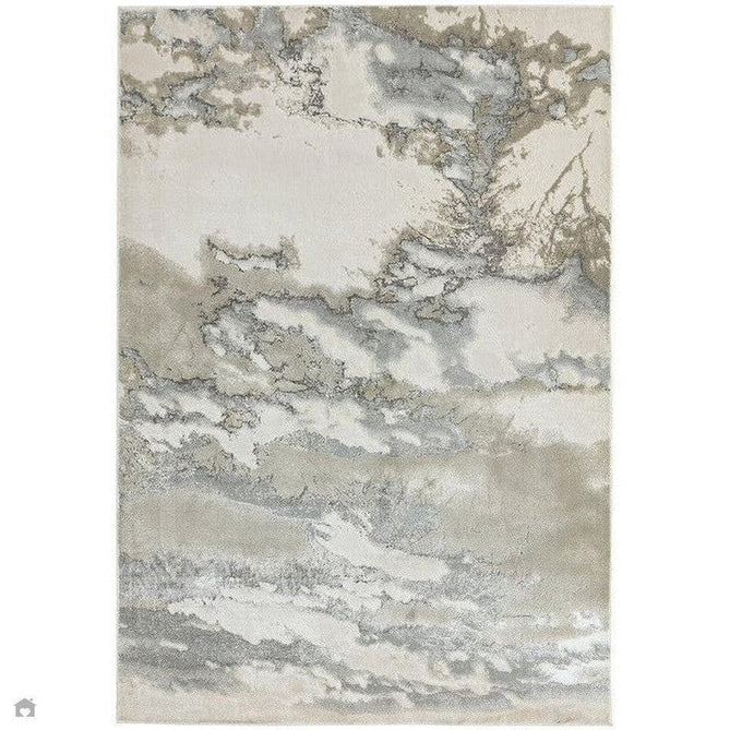 Aurora AU02 Cloud Modern Abstract Distressed Marbled Metallic Shimmer Textured High-Density Soft Smooth Low Profile Polyblend Short-Pile Grey/Beige/Silver/Cream/White Rug-Asiatic Carpets-Rug Love - The Most Loved Rug Store