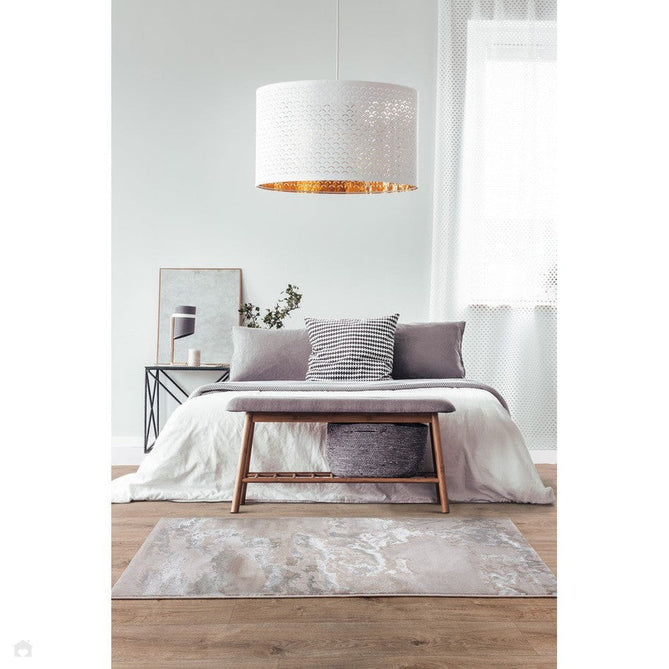 Aurora AU02 Cloud Modern Abstract Distressed Marbled Metallic Shimmer Textured High-Density Soft Smooth Low Profile Polyblend Short-Pile Grey/Beige/Silver/Cream/White Rug-Asiatic Carpets-Rug Love - The Most Loved Rug Store