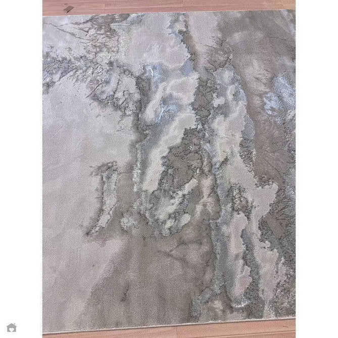 Aurora AU02 Cloud Modern Abstract Distressed Marbled Metallic Shimmer Textured High-Density Soft Smooth Low Profile Polyblend Short-Pile Grey/Beige/Silver/Cream/White Rug-Asiatic Carpets-Rug Love - The Most Loved Rug Store