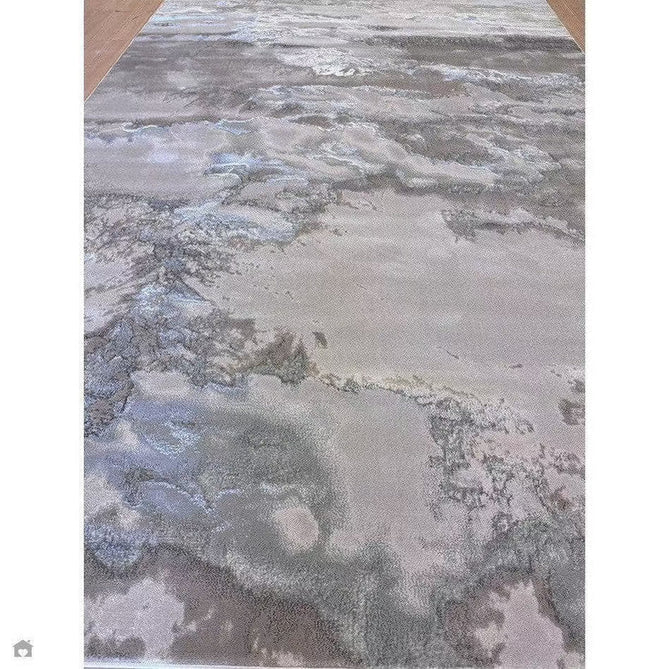 Aurora AU02 Cloud Modern Abstract Distressed Marbled Metallic Shimmer Textured High-Density Soft Smooth Low Profile Polyblend Short-Pile Grey/Beige/Silver/Cream/White Rug-Asiatic Carpets-Rug Love - The Most Loved Rug Store