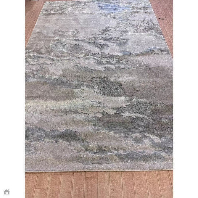 Aurora AU02 Cloud Modern Abstract Distressed Marbled Metallic Shimmer Textured High-Density Soft Smooth Low Profile Polyblend Short-Pile Grey/Beige/Silver/Cream/White Rug-Asiatic Carpets-Rug Love - The Most Loved Rug Store