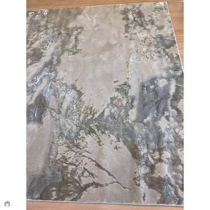 Aurora AU02 Cloud Modern Abstract Distressed Marbled Metallic Shimmer Textured High-Density Soft Smooth Low Profile Polyblend Short-Pile Grey/Beige/Silver/Cream/White Rug-Asiatic Carpets-Rug Love - The Most Loved Rug Store