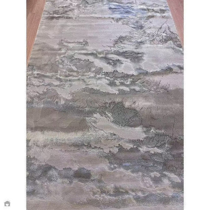 Aurora AU02 Cloud Modern Abstract Distressed Marbled Metallic Shimmer Textured High-Density Soft Smooth Low Profile Polyblend Short-Pile Grey/Beige/Silver/Cream/White Rug-Asiatic Carpets-Rug Love - The Most Loved Rug Store