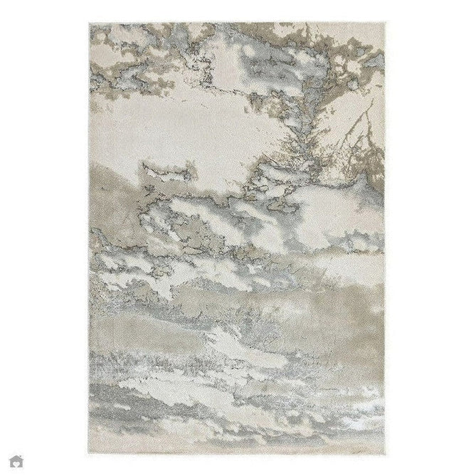 Aurora AU02 Cloud Modern Abstract Distressed Marbled Metallic Shimmer Textured High-Density Soft Smooth Low Profile Polyblend Short-Pile Grey/Beige/Silver/Cream/White Rug-Asiatic Carpets-Rug Love - The Most Loved Rug Store