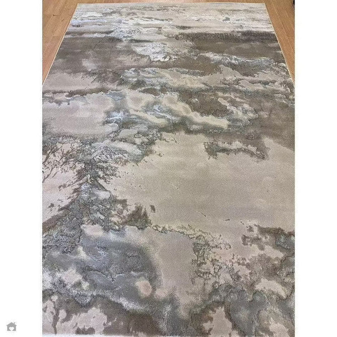 Aurora AU02 Cloud Modern Abstract Distressed Marbled Metallic Shimmer Textured High-Density Soft Smooth Low Profile Polyblend Short-Pile Grey/Beige/Silver/Cream/White Rug-Asiatic Carpets-Rug Love - The Most Loved Rug Store