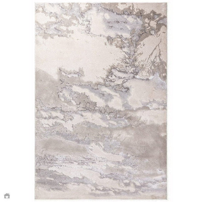 Aurora AU02 Cloud Modern Abstract Distressed Marbled Metallic Shimmer Textured High-Density Soft Smooth Low Profile Polyblend Short-Pile Grey/Beige/Silver/Cream/White Rug-Asiatic Carpets-Rug Love - The Most Loved Rug Store