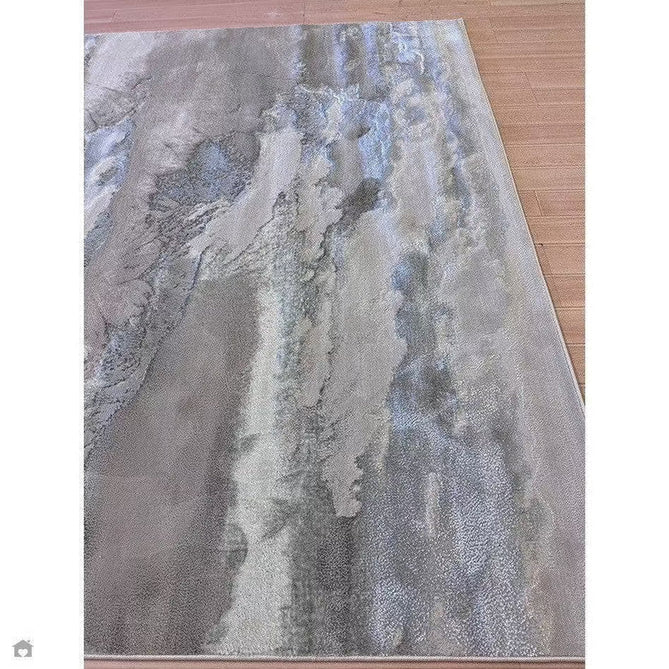 Aurora AU02 Cloud Modern Abstract Distressed Marbled Metallic Shimmer Textured High-Density Soft Smooth Low Profile Polyblend Short-Pile Grey/Beige/Silver/Cream/White Rug-Asiatic Carpets-Rug Love - The Most Loved Rug Store