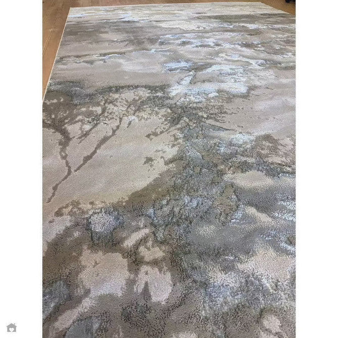 Aurora AU02 Cloud Modern Abstract Distressed Marbled Metallic Shimmer Textured High-Density Soft Smooth Low Profile Polyblend Short-Pile Grey/Beige/Silver/Cream/White Rug-Asiatic Carpets-Rug Love - The Most Loved Rug Store