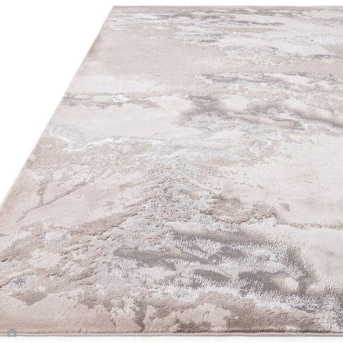 Aurora AU02 Cloud Modern Abstract Distressed Marbled Metallic Shimmer Textured High-Density Soft Smooth Low Profile Polyblend Short-Pile Grey/Beige/Silver/Cream/White Runner-Asiatic Carpets-Rug Love - The Most Loved Rug Store