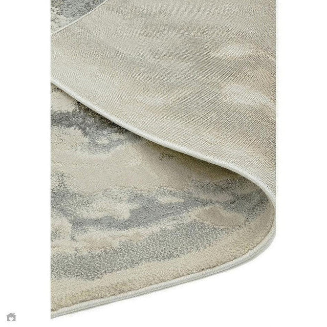 Aurora AU02 Cloud Modern Abstract Distressed Marbled Metallic Shimmer Textured High-Density Soft Smooth Low Profile Polyblend Short-Pile Grey/Beige/Silver/Cream/White Runner-Asiatic Carpets-Rug Love - The Most Loved Rug Store