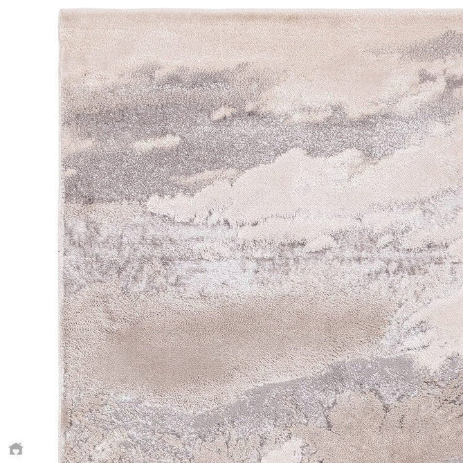 Aurora AU02 Cloud Modern Abstract Distressed Marbled Metallic Shimmer Textured High-Density Soft Smooth Low Profile Polyblend Short-Pile Grey/Beige/Silver/Cream/White Runner-Asiatic Carpets-Rug Love - The Most Loved Rug Store