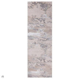 Aurora AU02 Cloud Modern Abstract Distressed Marbled Metallic Shimmer Textured High-Density Soft Smooth Low Profile Polyblend Short-Pile Grey/Beige/Silver/Cream/White Runner
