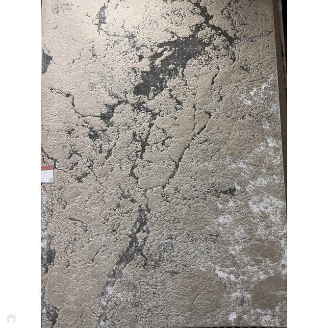 Aurora AU03 Solar Modern Abstract Distressed Marbled Metallic Shimmer Textured High-Density Soft Smooth Low Profile Polyblend Short-Pile Silver/Grey/Charcoal/Beige/Cream Runner