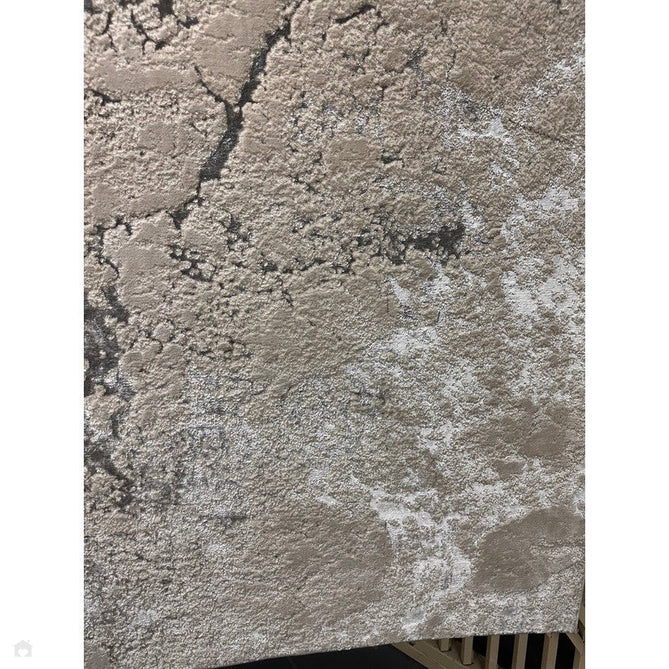 Aurora AU03 Solar Modern Abstract Distressed Marbled Metallic Shimmer Textured High-Density Soft Smooth Low Profile Polyblend Short-Pile Silver/Grey/Charcoal/Beige/Cream Runner