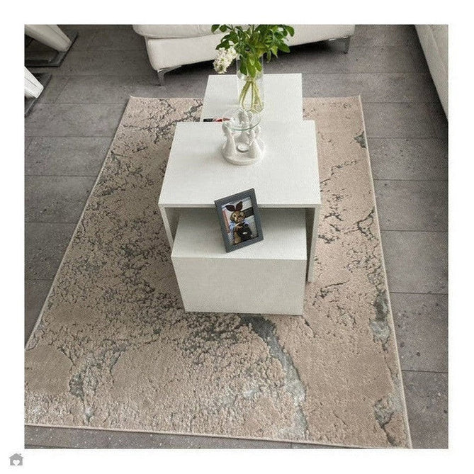 Aurora AU03 Solar Modern Abstract Distressed Marbled Metallic Shimmer Textured High-Density Soft Smooth Low Profile Polyblend Short-Pile Silver/Grey/Charcoal/Beige/Cream Runner