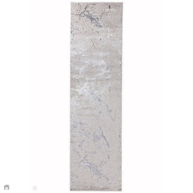 Aurora AU03 Solar Modern Abstract Distressed Marbled Metallic Shimmer Textured High-Density Soft Smooth Low Profile Polyblend Short-Pile Silver/Grey/Charcoal/Beige/Cream Runner-Asiatic Carpets-Rug Love - The Most Loved Rug Store