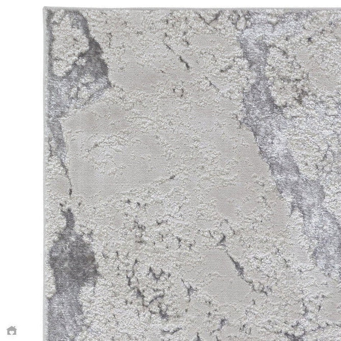 Aurora AU03 Solar Modern Abstract Distressed Marbled Metallic Shimmer Textured High-Density Soft Smooth Low Profile Polyblend Short-Pile Silver/Grey/Charcoal/Beige/Cream Runner-Asiatic Carpets-Rug Love - The Most Loved Rug Store