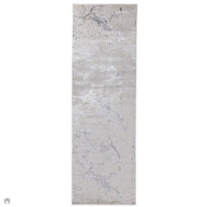 Aurora AU03 Solar Modern Abstract Distressed Marbled Metallic Shimmer Textured High-Density Soft Smooth Low Profile Polyblend Short-Pile Silver/Grey/Charcoal/Beige/Cream Runner-Asiatic Carpets-Rug Love - The Most Loved Rug Store