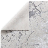 Aurora AU03 Solar Modern Abstract Distressed Marbled Metallic Shimmer Textured High-Density Soft Smooth Low Profile Short-Pile Silver/Beige/Grey/Cream Runner