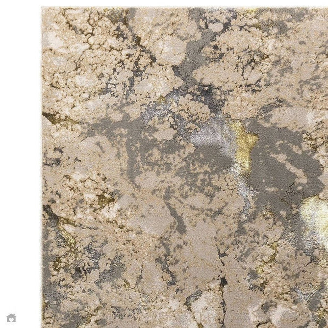 Aurora AU04 Galaxy Modern Abstract Distressed Marbled Metallic Shimmer Textured High-Density Soft Smooth Low Profile Polyblend Short-Pile Beige/Gold/Silver/Charcoal Grey/Cream Rug-Asiatic Carpets-Rug Love - The Most Loved Rug Store