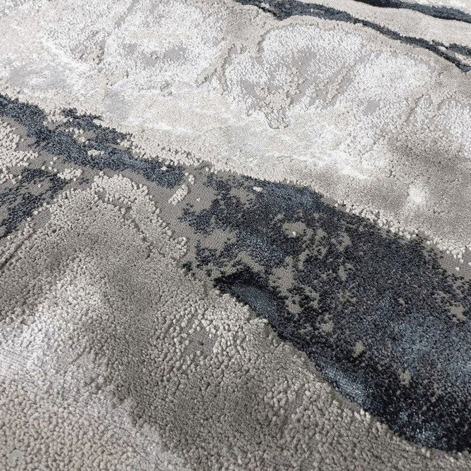Aurora AU05 Quartz Modern Abstract Distressed Marbled Metallic Shimmer Textured High-Density Soft Smooth Low Profile Polyblend Short-Pile Silver/Grey/Charcoal Grey/Black/Cream Rug-Asiatic Carpets-Rug Love - The Most Loved Rug Store