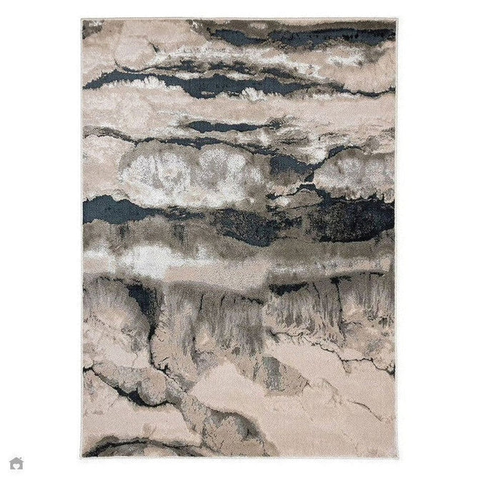 Aurora AU05 Quartz Modern Abstract Distressed Marbled Metallic Shimmer Textured High-Density Soft Smooth Low Profile Polyblend Short-Pile Silver/Grey/Charcoal Grey/Black/Cream Rug-Asiatic Carpets-Rug Love - The Most Loved Rug Store