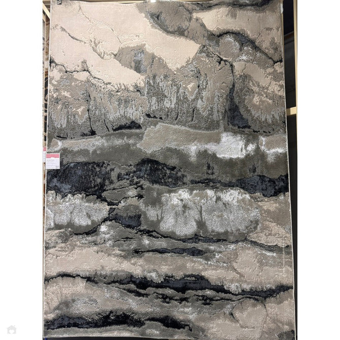 Aurora AU05 Quartz Modern Abstract Distressed Marbled Metallic Shimmer Textured High-Density Soft Smooth Low Profile Polyblend Short-Pile Silver/Grey/Charcoal Grey/Black/Cream Rug-Asiatic Carpets-Rug Love - The Most Loved Rug Store