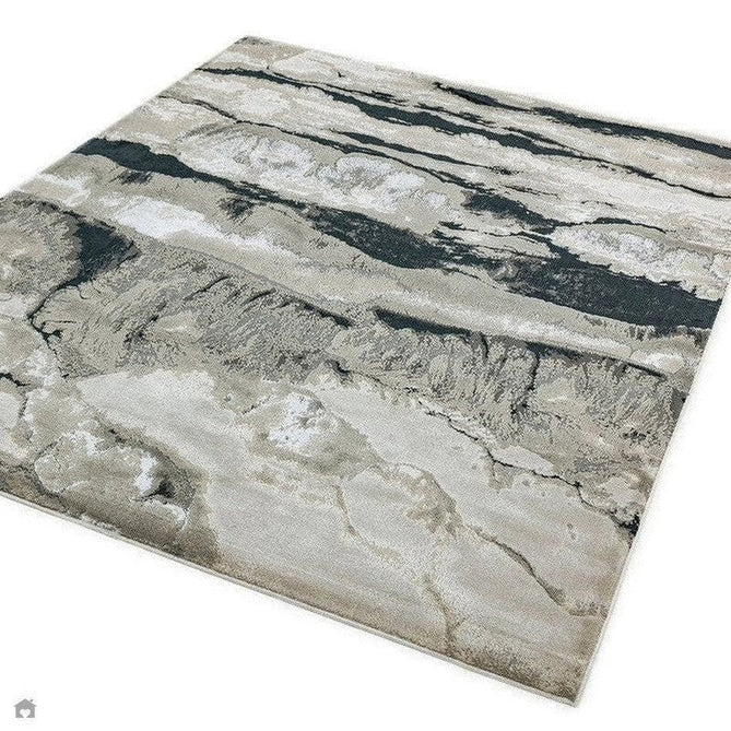 Aurora AU05 Quartz Modern Abstract Distressed Marbled Metallic Shimmer Textured High-Density Soft Smooth Low Profile Polyblend Short-Pile Silver/Grey/Charcoal Grey/Black/Cream Rug-Asiatic Carpets-Rug Love - The Most Loved Rug Store