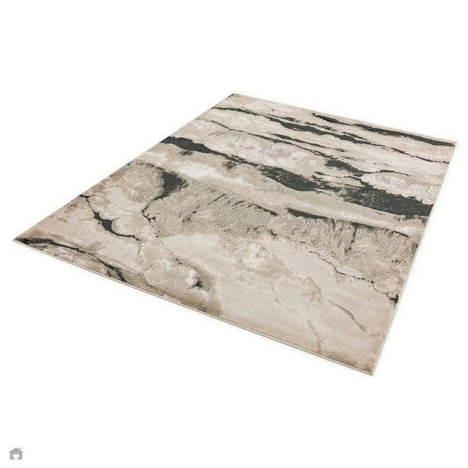 Aurora AU05 Quartz Modern Abstract Distressed Marbled Metallic Shimmer Textured High-Density Soft Smooth Low Profile Polyblend Short-Pile Silver/Grey/Charcoal Grey/Black/Cream Rug-Asiatic Carpets-Rug Love - The Most Loved Rug Store
