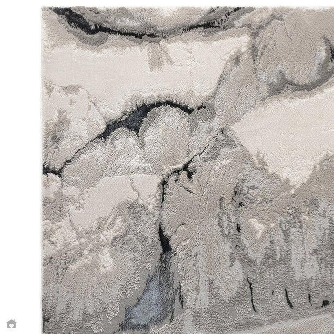 Aurora AU05 Quartz Modern Abstract Distressed Marbled Metallic Shimmer Textured High-Density Soft Smooth Low Profile Polyblend Short-Pile Silver/Grey/Charcoal Grey/Black/Cream Rug-Asiatic Carpets-Rug Love - The Most Loved Rug Store