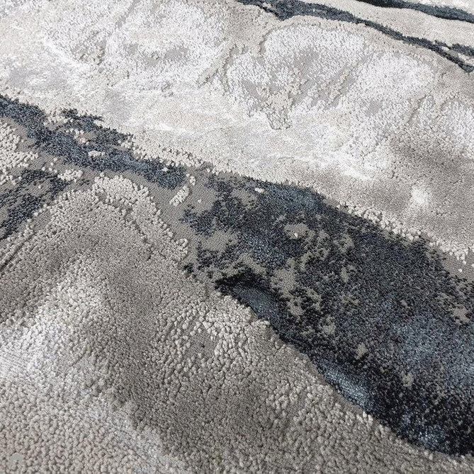 Aurora AU05 Quartz Modern Abstract Distressed Marbled Metallic Shimmer Textured High-Density Soft Smooth Low Profile Short-Pile Silver/Grey/Black Rug-Asiatic Carpets-Rug Love - The Most Loved Rug Store