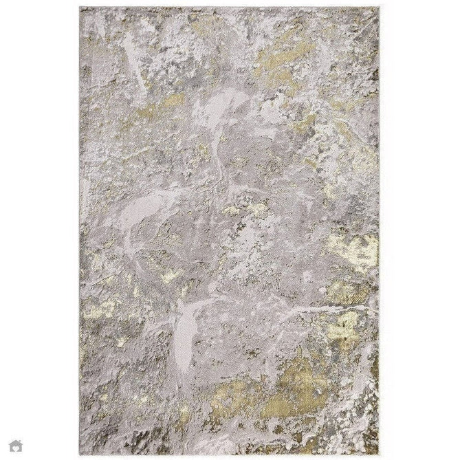 Aurora AU06 Lustre Modern Abstract Distressed Marbled Metallic Shimmer Textured High-Density Soft Smooth Low Profile Polyblend Short-Pile Silver/Gold/Beige/Cream/Pale Grey Rug-Asiatic Carpets-Rug Love - The Most Loved Rug Store