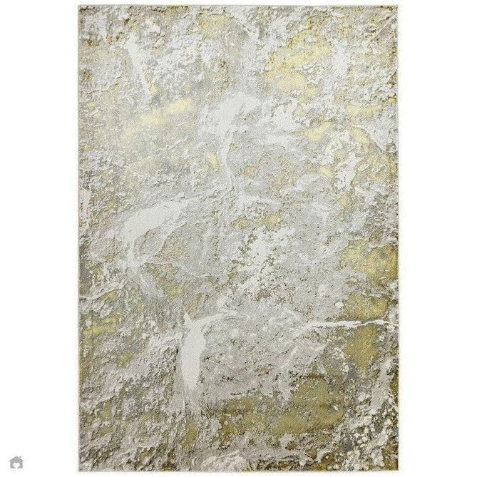 Aurora AU06 Lustre Modern Abstract Distressed Marbled Metallic Shimmer Textured High-Density Soft Smooth Low Profile Polyblend Short-Pile Silver/Gold/Beige/Cream/Pale Grey Rug-Asiatic Carpets-Rug Love - The Most Loved Rug Store