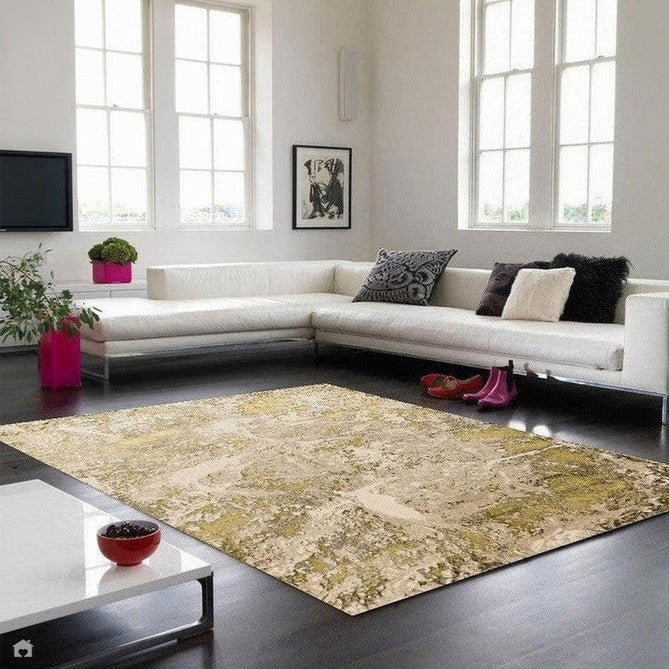 Aurora AU06 Lustre Modern Abstract Distressed Marbled Metallic Shimmer Textured High-Density Soft Smooth Low Profile Polyblend Short-Pile Silver/Gold/Beige/Cream/Pale Grey Rug-Asiatic Carpets-Rug Love - The Most Loved Rug Store