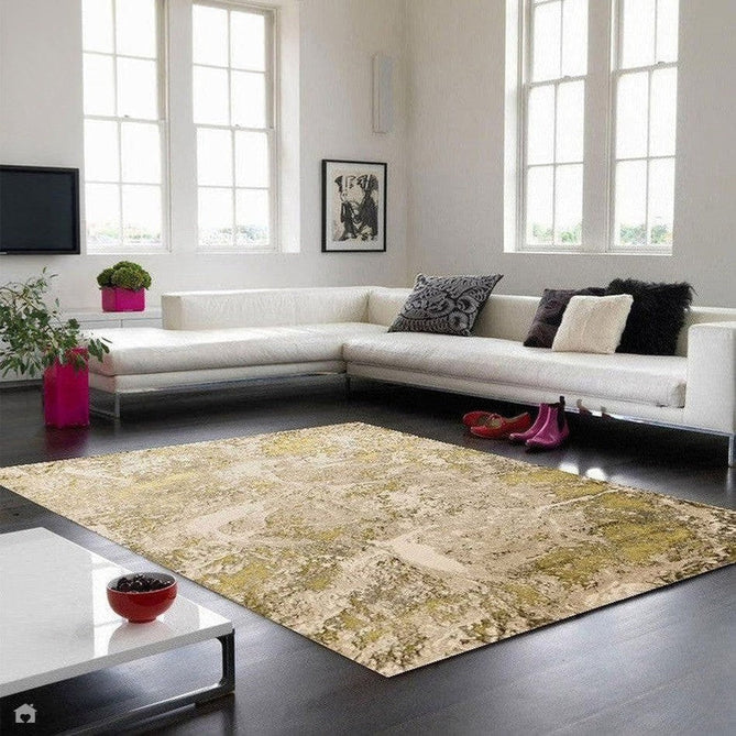 Aurora AU06 Lustre Modern Abstract Distressed Marbled Metallic Shimmer Textured High-Density Soft Smooth Low Profile Polyblend Short-Pile Silver/Gold/Beige/Cream/Pale Grey Rug-Asiatic Carpets-Rug Love - The Most Loved Rug Store