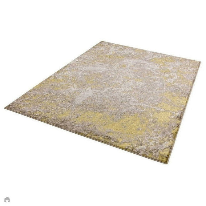 Aurora AU06 Lustre Modern Abstract Distressed Marbled Metallic Shimmer Textured High-Density Soft Smooth Low Profile Polyblend Short-Pile Silver/Gold/Beige/Cream/Pale Grey Rug-Asiatic Carpets-Rug Love - The Most Loved Rug Store