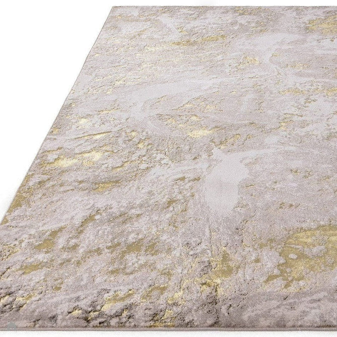 Aurora AU06 Lustre Modern Abstract Distressed Marbled Metallic Shimmer Textured High-Density Soft Smooth Low Profile Polyblend Short-Pile Silver/Gold/Beige/Cream/Pale Grey Rug-Asiatic Carpets-Rug Love - The Most Loved Rug Store