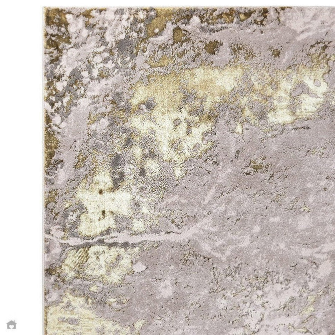 Aurora AU06 Lustre Modern Abstract Distressed Marbled Metallic Shimmer Textured High-Density Soft Smooth Low Profile Polyblend Short-Pile Silver/Gold/Beige/Cream/Pale Grey Rug-Asiatic Carpets-Rug Love - The Most Loved Rug Store