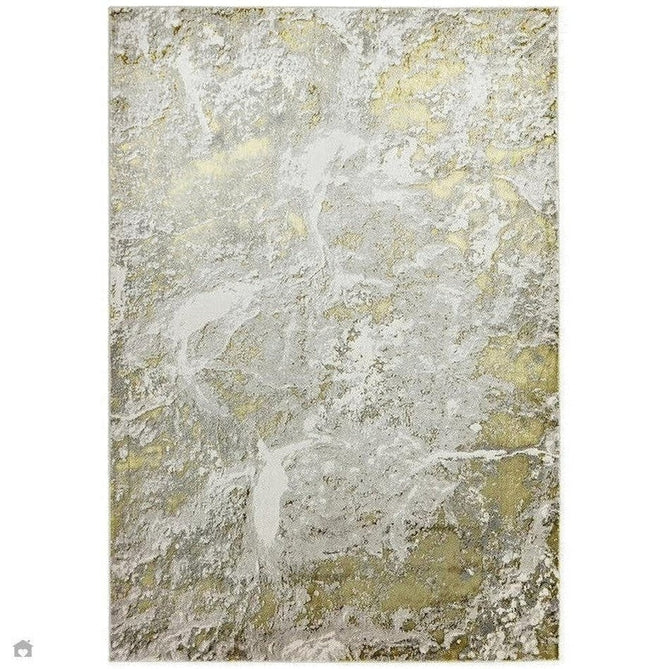 Aurora AU06 Lustre Modern Abstract Distressed Marbled Metallic Shimmer Textured High-Density Soft Smooth Low Profile Polyblend Short-Pile Silver/Gold/Beige/Cream/Pale Grey Rug-Asiatic Carpets-Rug Love - The Most Loved Rug Store