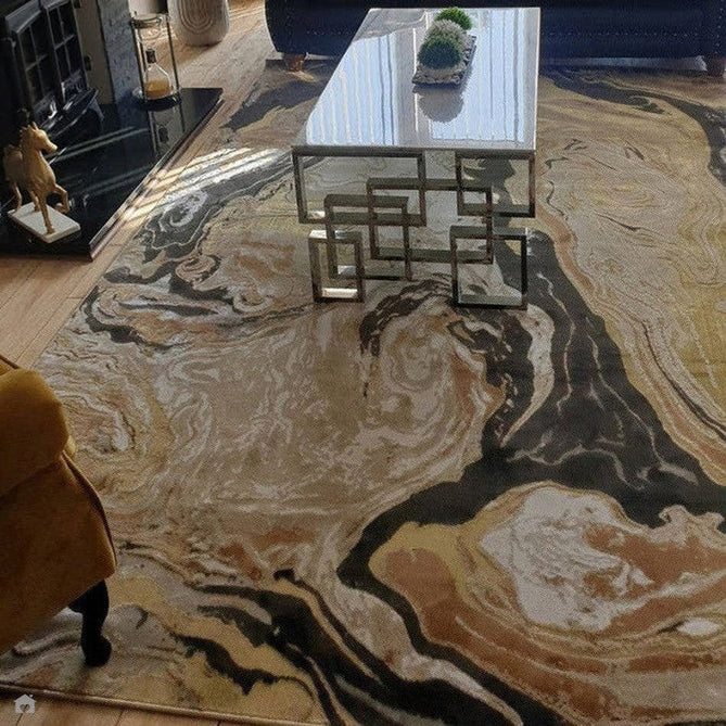 Aurora AU08 Marble Modern Abstract Distressed Marbled Metallic Shimmer Textured High-Density Soft Smooth Low Profile Polyblend Short-Pile Beige/Gold/Grey/Bronze/Cream/Black Rug-Asiatic Carpets-Rug Love - The Most Loved Rug Store