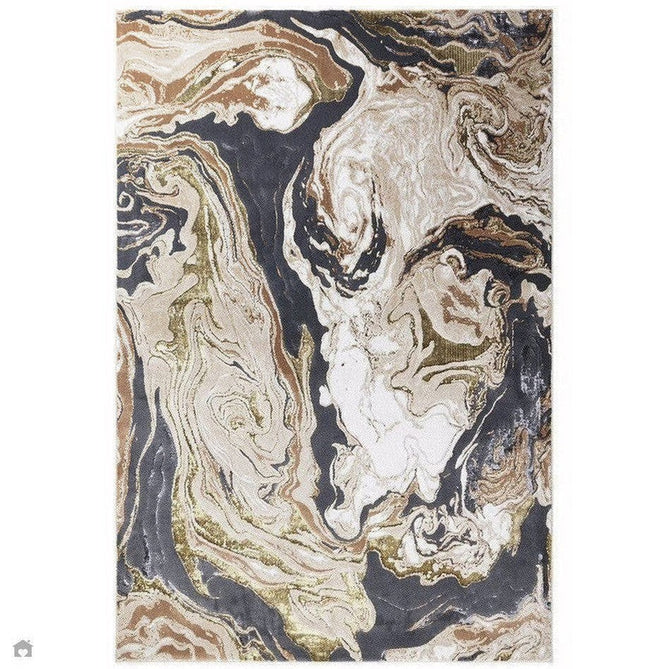 Aurora AU08 Marble Modern Abstract Distressed Marbled Metallic Shimmer Textured High-Density Soft Smooth Low Profile Polyblend Short-Pile Beige/Gold/Grey/Bronze/Cream/Black Rug-Asiatic Carpets-Rug Love - The Most Loved Rug Store