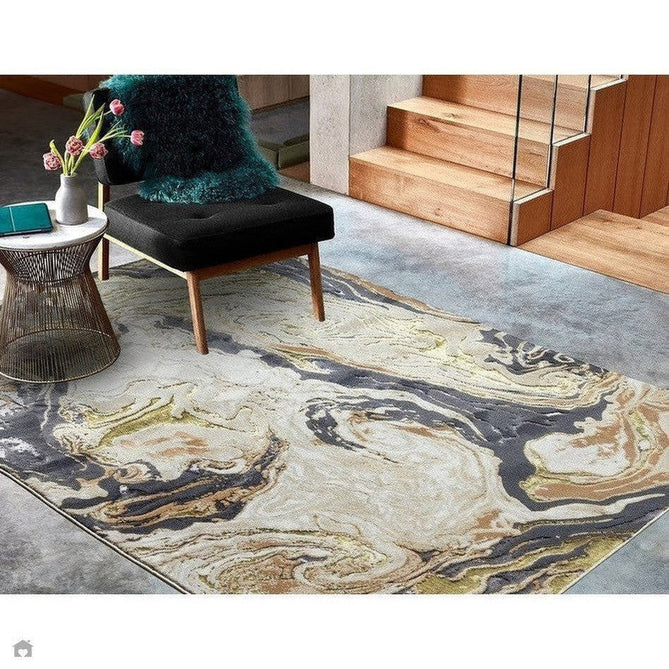 Aurora AU08 Marble Modern Abstract Distressed Marbled Metallic Shimmer Textured High-Density Soft Smooth Low Profile Polyblend Short-Pile Beige/Gold/Grey/Bronze/Cream/Black Rug-Asiatic Carpets-Rug Love - The Most Loved Rug Store