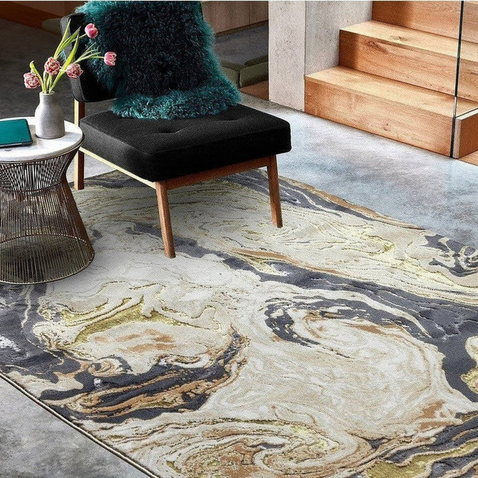Aurora AU08 Marble Modern Abstract Distressed Marbled Metallic Shimmer Textured High-Density Soft Smooth Low Profile Polyblend Short-Pile Beige/Gold/Grey/Bronze/Cream/Black Rug-Asiatic Carpets-Rug Love - The Most Loved Rug Store